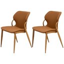 Ver imagem 1 de Kit 2 Cadeiras Dolce Domann Design Assento e Encosto em PU Camel Marrom e Base Aço Pintura Madeira
