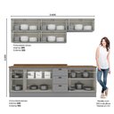Ver imagem 7 de Cozinha Modulada Americana 8 Peças Balcão 120cm Cinza/nature com Tampo - Móveis Henn