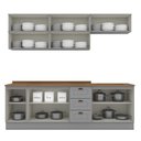 Ver imagem 6 de Cozinha Modulada Americana 8 Peças Balcão 120cm Cinza/nature com Tampo - Móveis Henn