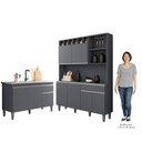 Ver imagem 5 de Cozinha Compacta Alice e Balcão Gabinete Sem Tampo Tatiane 120cm Cinza - AJL Móveis