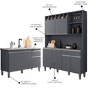 Ver imagem 3 de Cozinha Compacta Alice e Balcão Gabinete Sem Tampo Tatiane 120cm Cinza - AJL Móveis