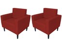 Ver imagem 1 de Kit 2 Poltronas Decorativa Leticia Slim Couro Vermelho Pés Madeira Ms Decor