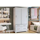 Ver imagem 2 de Guarda Roupa 2 Portas de Correr e 4 Gavetas Briz Be25 Branco/rosa - Henn