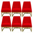 Ver imagem 1 de Kit 06 Cadeiras para Sala de Jantar Ana Base de Ferro Suede Vermelho D'classe Decor