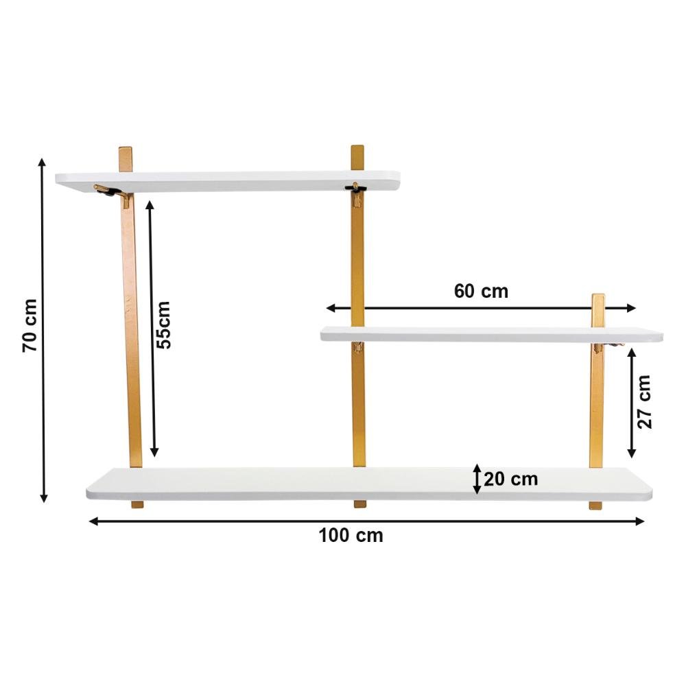 Prateleira de Parede Leeds - Dourado/branco - 2