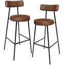 Ver imagem 1 de Kit 02 Banquetas Alta Bar Cozinha Sala De Jantar Em Aço Milão L02 Couríssimo Marrom - Lyam Decor