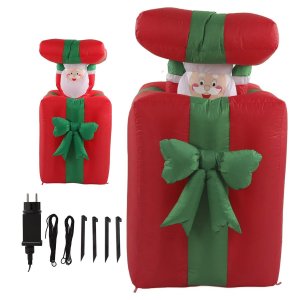 Caixa de Presente Natal Papai Noel Natalino Abre e Fecha Iluminaçao Decoraçao Led Festa Fim de Ano e