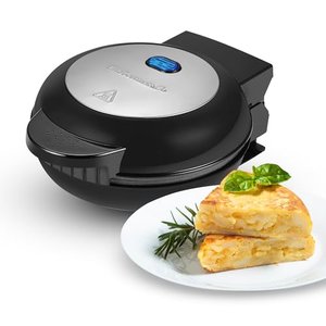 Elite Gourmet Omeleteira Elétrica Antiaderente para 2 Omeletes (inox/preta)