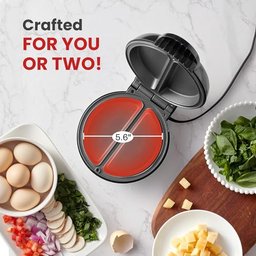 Elite Gourmet Omeleteira Elétrica Antiaderente para 2 Omeletes (inox/preta) - 5