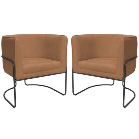 Kit 02 Poltronas Decorativas Betina Base Aço Preto Bouclé Terracota - Nexta Casa