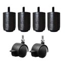 Ver imagem 1 de Kit 4x2 Pés P63 C/ Trava para Cama Box ou Baú (4 Fixos de Madeira e 2 Rodinhas com Trava)