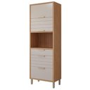 Ver imagem 1 de Torre Quente 100%mdf 70cm 1 Nicho para Forno 3 Portas e 2 Gavetas Eloise Mgm Móveis Freijó/off
