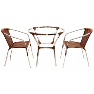 Conjunto 2 Cadeiras e Mesa Floripa em Alumínio Trama Original