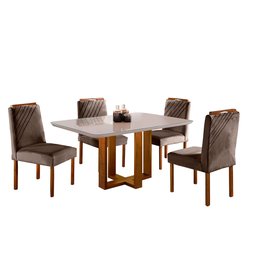 Conjunto Sala de Jantar 4 Lugares em Madeira Maciça Mesa Lisy Tampo em Vidro e Cadeiras Imperatriz M - 2