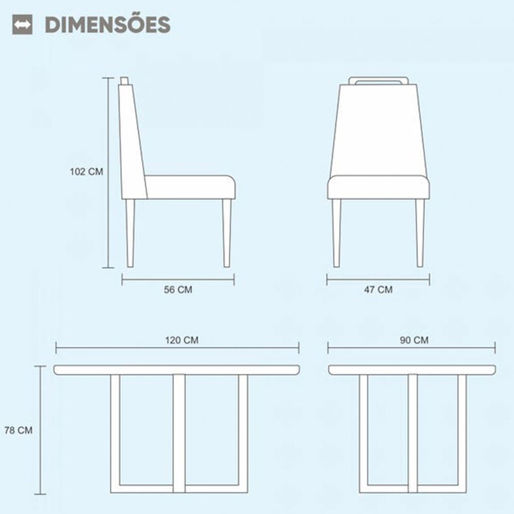 Conjunto Sala de Jantar 4 Lugares em Madeira Maciça Mesa Lisy Tampo em Vidro e Cadeiras Imperatriz M - 3