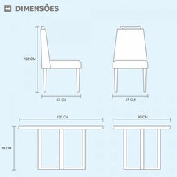 Conjunto Sala de Jantar 4 Lugares em Madeira Maciça Mesa Lisy Tampo em Vidro e Cadeiras Imperatriz M - 3