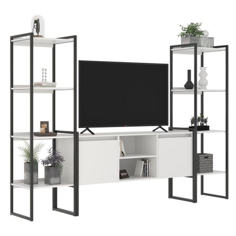 Rack 2 Portas com Estante Clean - Branco