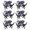 Ver imagem 1 de Kit 5 Mesas de Madeira Dobrável Preto 70x70 com 4 Cadeiras Dobráveis Roxo
