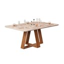 Ver imagem 1 de Mesa de Sala Jantar Celeste com Tampo Vidro Curvo 160x90cm Freijó Off White Dj Móveis