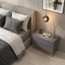 Ver imagem 3 de Mesa de Cabeceira Eros Estilo Industrial 60cm MDF Pés de Ferro Cobre