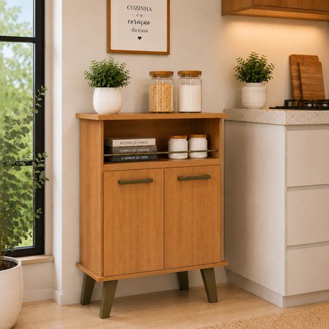 Balcão de Cozinha 2 Portas com Nicho Arte Smart Espresso Móveis