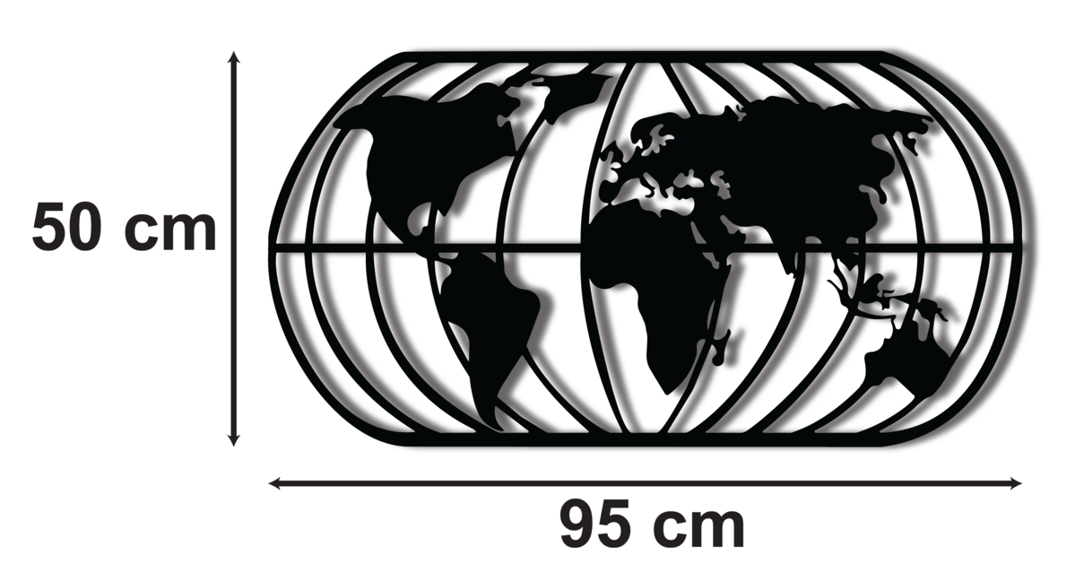 Aplique De Parede Em Mdf 6mm Vazado Mapa Mundi 95cm X 50cm - 3