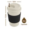 2 Copo Térmico Café Tampa Mexedor Bambu Microondas Vr 450ml - Preto - 3