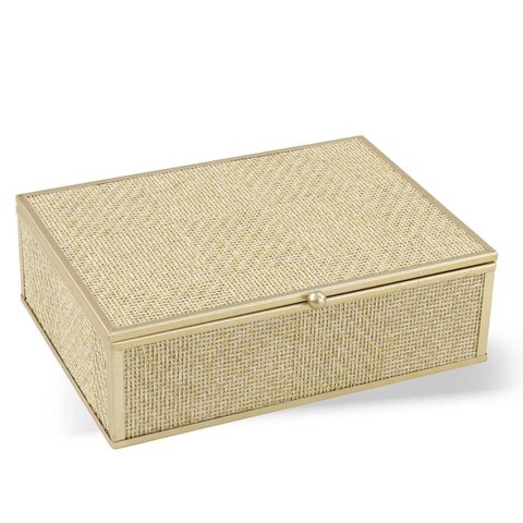 Caixa Decorativa em Metal Dourado Revestida 18cm Kv0332 Btc