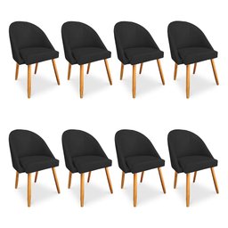 Kit 08 Cadeiras Jantar Bela Suede Pés Palito Castanho - Pallazio - 1