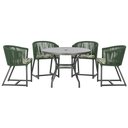 Ver imagem 1 de Mesa com 4 Cadeiras de Jantar Roma 100cm e Noronha em Aluminío Preto Corda Nautica Estofado 5 Trama
