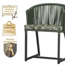 Ver imagem 4 de Mesa com 4 Cadeiras de Jantar Roma 100cm e Noronha em Aluminío Preto Corda Nautica Estofado 5 Trama