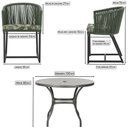 Ver imagem 2 de Mesa com 4 Cadeiras de Jantar Roma 100cm e Noronha em Aluminío Preto Corda Nautica Estofado 5 Trama