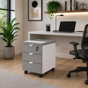 Ver imagem 1 de Gaveteiro Móvel Escritório 40cm x 50cm 3 Gavetas Chave e Rodízios F5 Office Cor:Cinza Sagrado com