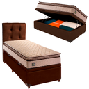 Ver imagem 1 de Cama Box Bau com Colchão Solteiro Belmont Hellen + Cabeceira Marrom