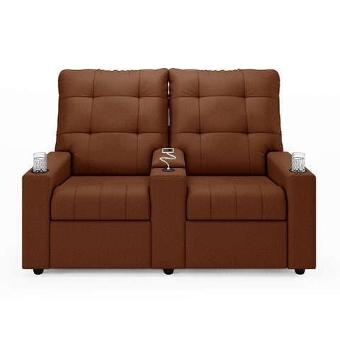 Poltrona Reclinável para Cinema Parma 2 Lugares Baú Usb Veludo Terracota Fh1 - D'Rossi