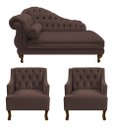 Ver imagem 1 de Divã Larissa 150 cm e 2 Poltronas Genesis Suede Marrom