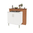 Ver mais imagens de Kit Bancada Ilha para Cozinha + Balcão para Cooktop 0,80m 5 Bocas 2 Portas Turim Branco Branco