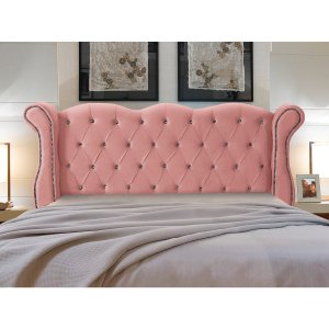 Cabeceira Solteiro Estofada Madeira Luxo Cama Box Safira:rosa