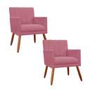 Ver imagem 1 de Kit 2 Poltronas Cadeiras Decorativa para Recepção Cecília Suede Rosa Barbie - Incasa Decor