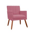 Ver imagem 3 de Kit 2 Poltronas Cadeiras Decorativa para Recepção Cecília Suede Rosa Barbie - Incasa Decor