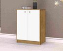 Ver imagem 2 de Conjunto e 1 Mesa Escrivaninha e 1 Armário Balcão Office Escritório Branco com Nature - Rede Móveis