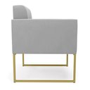 Ver imagem 4 de Kit 1 Sofá Namoradeira e 2 Poltronas Elisa Suede Cinza Base Metálica Industrial Dourada D'Rossi