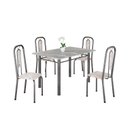 Ver imagem 2 de Conjunto Sala de Jantar com 4 Cadeiras Lívia Prata/Bege