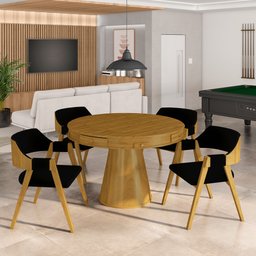 Conjunto Mesa de Jogos Carteado Bellagio Tampo Reversível e 4 Cadeiras Madeira Poker Base Cone Velud - 7