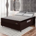 Ver imagem 2 de Cama Box Casal Colchão Espuma D45 Pillow Top Strong 138x188x62cm Marrom/Branco Hellen