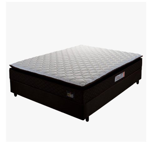 Cama Box Casal Colchão Espuma D45 Pillow Top Strong 138x188x62cm Marrom/Branco Hellen