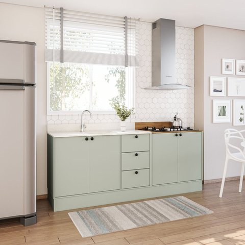 Cozinha com Rodapé com 2 Peças Rubi Yescasa Verde/Oliva