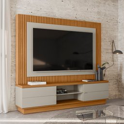 Estante Home Maringá para TV 70'' Nature/Off White - Linea - 1 Estante Home Maringá para TV 70'' Nature/Off White - Linea - 1