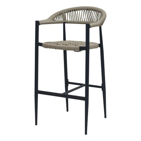 Banqueta Alta Trancoso Rivatti 105 Cm (altura) Estrutura em Alumínio Grafite e Corda Náutica Fendi
