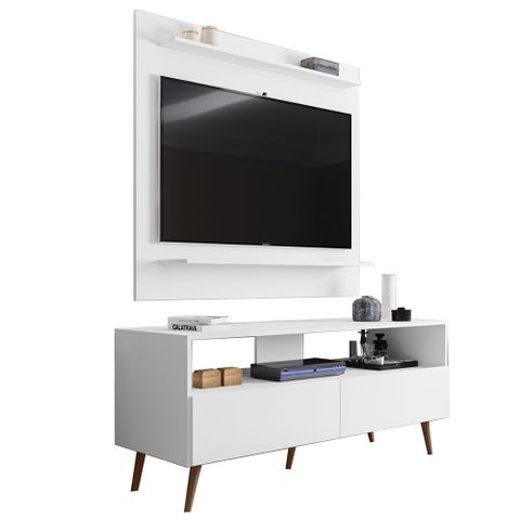 Painel para Tv 50 Pol Senna e Rack Bancada 136cm Versa M24 Branco - Mpozenato